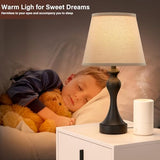 Seealle Touch Lamps for Nightstand - Bedside Lamps Set of 2, 3 Way Dimmable, USB C+A for Bedroom & End Tables (LED Bulbs Included)