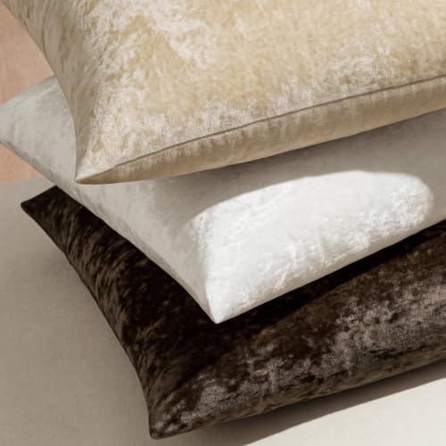 MIULEE Fall Velvet Euro Sham Throw Pillow Covers Dark Brown 24x24 Set of 2