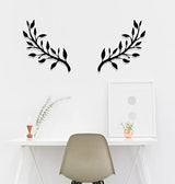 Yuzhuo 2 Pieces Metal Tree Leaf Wall Décor Branch Leaf Wall Art for Indoor Outdoor Garden Home Bedroom Living Room Decorations (Black)