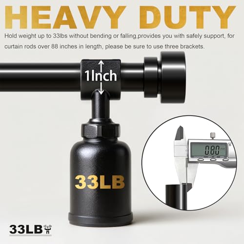 Lootkell Black Curtain Rods for Windows 48 to 84 Inches Adjustable Heavy Duty 1" Diameter Window Curtain Rod with Decorative Finials for Outdoor Farmhouse Bedroom Kitchen Living Room