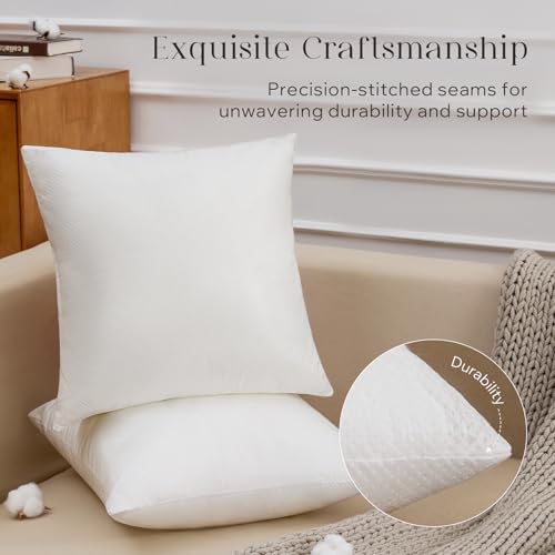 Phantoscope Pillow Inserts, Hypoallergenic 100% Virgin Fiber Square Form Microfiber Throw Pillow Inserts, Couch Bed Pillows 45x45 cm, 18x18 Inch (Pack of 4)