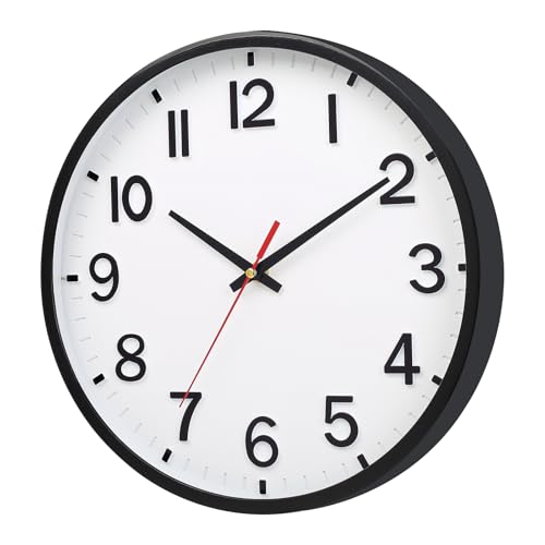 Wall Clocks Battery Operated 8 inch Modern Wall Clock,Silent Non Ticking Wall Clock for Living Room Bedroom Kitchen Office Classroom Decor (White and Black)