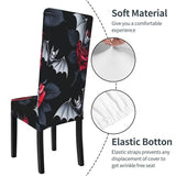 Gothic Roses Bats Chair Covers Set of 4 Super Fit Stretch Removable Washable Seat Cover for Home Kitchen and Dining Banquet Living Room