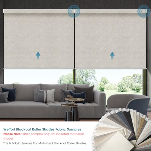Motorized Blind,Work with Homekit Thread-Enabled, 100% Blackout Smart Shades with Remote Control, Electric Roller Shade,Multi-Color Samples