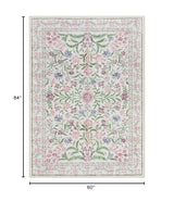 Lahome Boho Purple Floral 5x7 Area Rugs, Washable Rugs for Bedroom Nursery