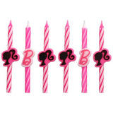 Barbie™ Birthday Cake Candles | 6 Birthday Candles for Cake Decorations, Pink Stripe Candles, Cake Toppers for Barbie Party