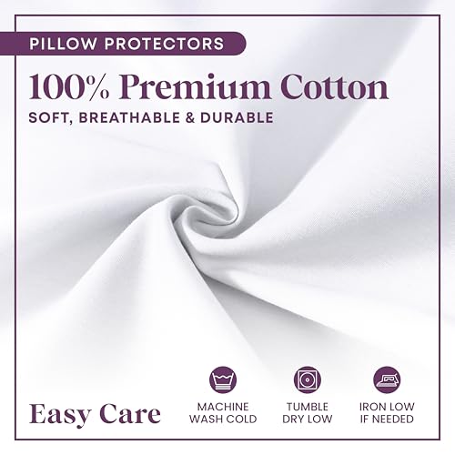 CirclesHome Pillow Protectors 2 Pack Standard Zippered - 100% Cotton Breathable Pillowcases - Protects Pillows from Dirt, Dust and Debri (Standard - Set of 2 - 20x26)