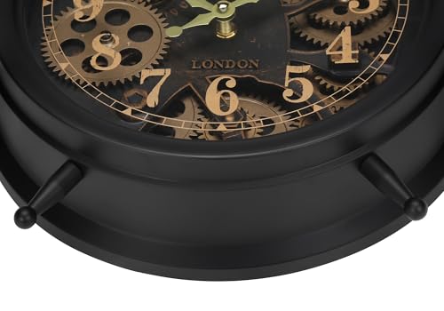 Monarch Specialties I 9014 Clocks, 12" Round, Gear Mechanism, Table Clock, Brown, Transitional
