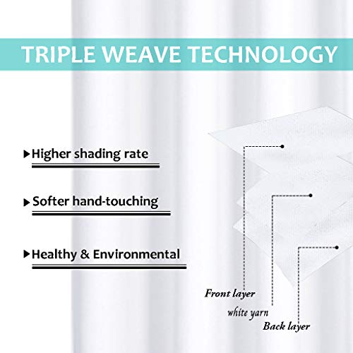 NICETOWN White 100% Blackout Lined Curtain, 2 Thick Layers Completely Blackout Window Treatment Thermal Insulated Drape for Kitchen/Bedroom (1 PC, 52 inches Width x 63 inches Length Each Panel)