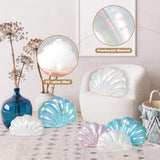 Marble Empire Seashell Pillow - Holographic Iridescent Foil Fabric Throw Pillow for Couch, Coastal Beach Theme Decor, Ocean Themed Bedroom Living Room Accent Pillow（Pearl White,18×13''）