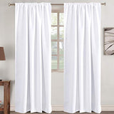 Turquoize White Curtains 96 Inch Long Room Darkening Curtains for Living Room Thermal Insulated Back Tab Rod Pocket Window Treatment Panels Drapes for Bedroom, 52" W x 96" L, Pure White