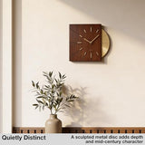 Driini Clocks Mid Century Modern Wall Clock - Square Wood Clock with Decorative Gold Accent- Unique and Cool Clock, Battery Operated - MCM Decor & Decorative Wall Clock for Mid Century Modern Decor.