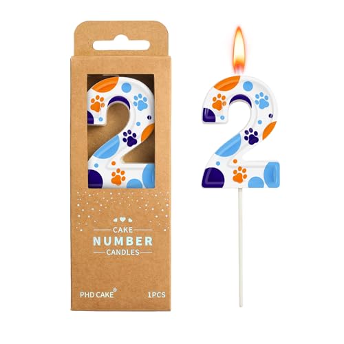 PHD CAKE 2.76 Inch Number 2 Dog Birthday Candles, Blue Dog Number Candles, Cake Number Candles, Party Celebration, Style Candle