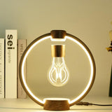 Magnetic Levitation Desk Lamp, Magnetic Levitation Light Bulb Creative Desk Lamp 360°Rotating with LED Light Unique Christmas Birthday Gift (Dark Wood Grain)