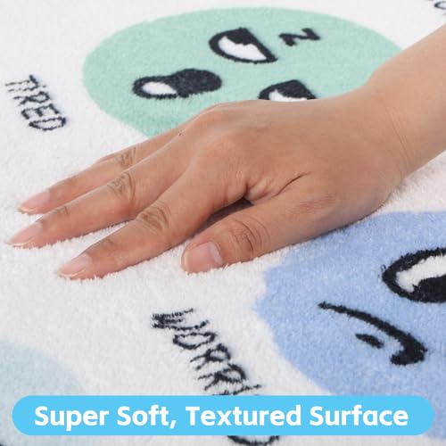3.3x4ft Calming Corner Classroom Rug Educational Sensory Emotion Feelings Carpet Reading Corner Items Rug Soft Fluffy Mental Health Rugs Washable Non Slip Carpet Floor Mat for Playroom School Nursery