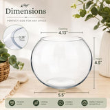 Glass Bubble Bowl, 4.5" Height x 6" Width Glass Fish Bowl Vase, Bubble Bowl vase for Terrarium, Flower vase Centerpiece