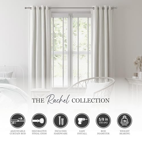 Kenney - 71631 Rachel Standard Decorative Window Curtain Rod, 28 to 48-Inch, Italian Pewter