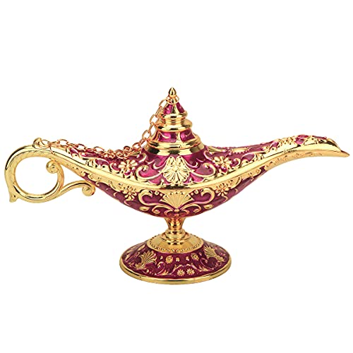 Legend Aladdin Lamp Magic Genie Wishing Light, Classic Arabian Nights Costume Props Lamp Table Decor for Home Wedding Party Halloween Birthday Beautiful Gift for Women Men (Purple & Gold)