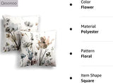 KKVEE Flower Throw Pillow Covers 18x18 Set of 2, Flowers Pillow Cushion Cases, Modern Decorative Square Pillowcases for Sofa Couch Bedroom Living Room Car