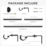 Joydeco Black Curtain Rod Adjustable 32-88 Inches, 1" Diameter Heavy Duty Curtain Rods for Windows, Decorative Splicing Drapery Rods with Resin Finials for Living Room Bedroom Kitchen