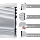 Changshade Cordless Cellular Shades, Blackout Room Darkening Black Out Honeycomb Blinds for Indoor Windows Bedroom, Pull Down Pleated Accordion Blind Easy Install, Shade Size 34" Wx72 H, White