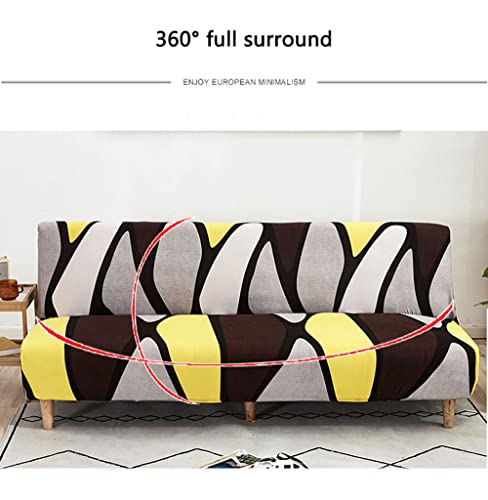 YOPOIY Elegant Printing Futon Cover Rich Textured Futon Slipcover Premium Polyester Armless Sofa Cover with Anti-Slip Foams for Pets, Kids -22-190-230cm