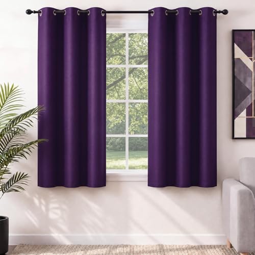 NICETOWN Royal Purple Blackout Curtain for Bedroom 63 inch Length, Purple Home Decor Solid Grommet Window Drape, Room Darkening Thermal Insulated (Single Panel, 42 x 63 inch, Royal Purple)