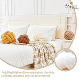Uvvyui Knot Pillow Ball, Soft Home Decorative Round Throw Pillow, Handmade Knotted Plush Pillow, Round Boucle Pillow Cushion (8.6 Inches Ivory)