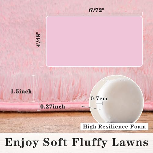 Dssimo Super Fluffy Throw Rugs for Bedroom, Modern Shag Pink Area Rug, Soft and Cozy Plush Small Carpet for Kids,Girls Boys and Teens Decorations for Living Room Dorm Nursery Classroom, 2x3 Feet
