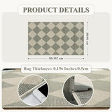 Checkered Print Bedroom Area Rug 3x5, Non Slip Ultra Thin Washable Entryway Rug Low Pile Soft Bathroom Rugs Green, Moroccan Farmhouse Trellis Throw Rugs for Kitchen Office Kids Room
