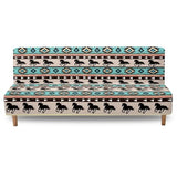 Aztec Tribal Horse Futon Covers, Armless Sofa Covers, Stretch Sofa Bed Cover, Washable Futon Slipcover Furniture Protector for Kids, Pets, Dog and Cat