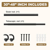 GXOACKJ Black Wrap Around Curtain Rods for Windows 28 to 48 inch, 5/8 inch Industrial Telescoping Blackout Curtain Rods for Bedroom & Outdoor