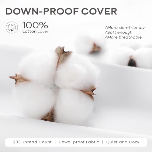 SAVORI Set of 2 Down and Feather Throw Pillow Inserts 22x22 Soft Fluffy Pillow Inserts with 100% Down-Proof Cotton Cover, Decorative Square Cushion Inner for Sofa Couch Bed-White