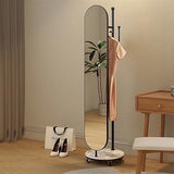 Decorative Full-Length Mirror Hanger Integrated Rotating Dressing Household Simple Vertical Cloakroom Movable Floor-Standing for Living Room(Black)