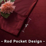 Roslynwood Velvet Ruby Wine Curtain 96 inch Long - Curtains Block Light Rod Pocket Thermal Insulated Window Drapes Set for Living Room/Bedroom/Dining Room, W52 x L96, 2 Panels