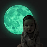 Glow in The Dark Moon Wall Decals 11.8 inch Luminous Sticker at Night, Perfect Ceiling or Wall Decor for Kids' Bedroom