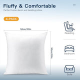 OTOSTAR Set of 4 Pillow Inserts 20x20 Inch, Decorative Square Throw Pillow Inserts, Premium Fluffy Pillow Forms Sham Stuffer for Sofa Bed Couch Living Room- Indoor