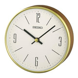 SEIKO QXG158GLH Round Wood Case Desk/Table Clock, Gold, 6 x 6 Inches