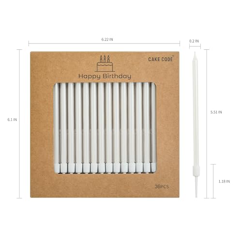 36-Count Pearl White Long Thin Birthday Candles, Cake Candles, Birthday Parties, Wedding Decorations, Party Candles