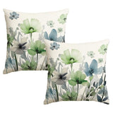 AVOIN colorlife Chinoiserie Poppy Flowers Pillow Covers 18x18 Inch Set of 2