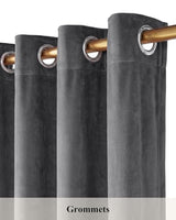 StangH Grey Velvet Curtains for Living Room 96 inches Long Blackout Curtains for Bedroom Grommet Privacy Thermal Insulated Window Drapes for Sliding Glass Door, W52 by L96 inches, 2 Panels