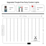 Fairy Curtain Lights Upgraded Tangle-Free Warm White USB Plug in 8 Modes String Hanging Lights with Remote for Christmas, Bedroom, Indoor, Outdoor, Weddings, Party (6.6FTx6.6FT)