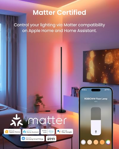 SwitchBot Smart Floor Lamp RGBICWW Voice/App Controlled Works with Alexa, Apple Home & Google, Matter, Warm & Cool White, 1200lm Music Sync, Lamp for Living Room for Bedroom — Christmas/Holiday décor