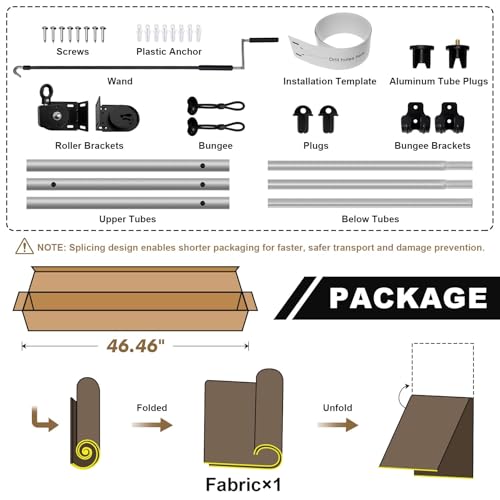 Artpuch Outdoor Roller Shades with Splicing Design, 10' W x 8' H Exterior Cordless Patio Shades Roll Up Blinds for Porch, Gazebo, Pergola, Balcony, Mocha