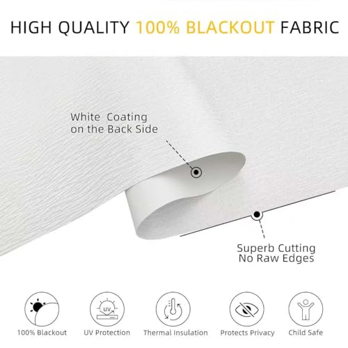ChrisDowa Cordless Blackout Roller Shades for Windows, Striped Free-Stop Window Blinds with Privacy, Thermal Insulated Window Shades for Home, Office and Door. White, 20" W x 72" H