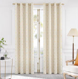 Beauoop 100% Blackout Curtains 84 Inches Long for Bedroom Living Room Moroccan Gold Patterned Drapes Thermal Insulated Grommet Top Window Treatment Panels Set of 2, Beige/Gold