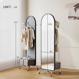 Decorative Full-Length Mirror, Floor-Standing, Household Dressing, Bedroom, Rotatable and Movable Clothes Hanger for Living Room