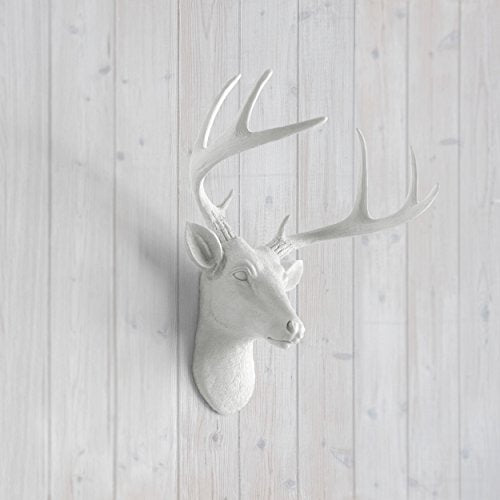 Wallcharmers White Deer Head Wall Decor, Handmade Faux Deer Head, Made of Eco-Friendly Resin Great for Farmhouse Decor, White