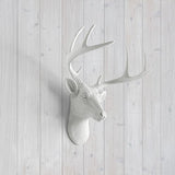 Wallcharmers White Deer Head Wall Decor, Handmade Faux Deer Head, Made of Eco-Friendly Resin Great for Farmhouse Decor, White