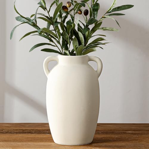 White Ceramic Vase-Boho Decorative Vase,Terracotta Tall Vases Decorative Pottery are Suitable for Decorating Living Rooms,Kitchens,and Bedrooms.